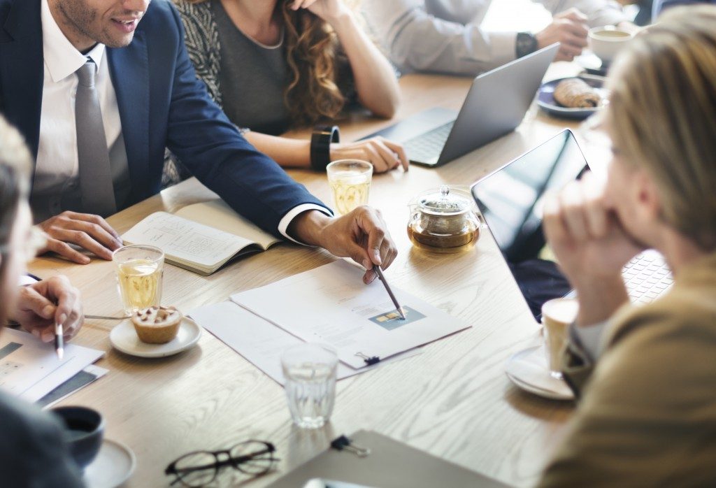 Business meeting with employees