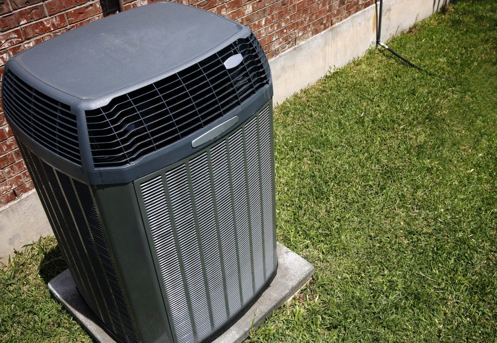 Close-up photo of a heater in the backyard